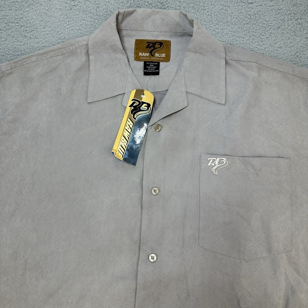 Vintage Raw Blue Shirt Mens XXL Gray Button Up Hip Hop Y2K‎ Skater NWT Casual